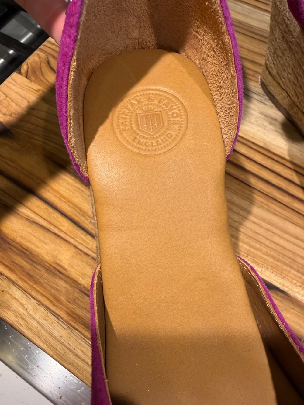 Fairfax & Favor Fuchsia Suede Wedge Espadrilles with Ankle Strap - Picture 2 of 10